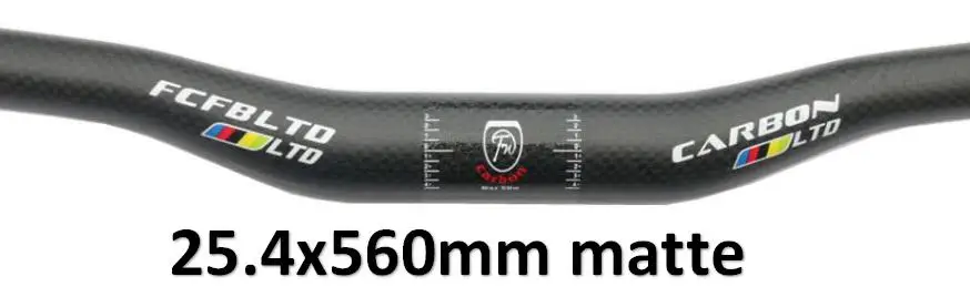 FCFB матовый углеродный руль MTB, руль для велосипеда 25,4, руль для горного велосипеда, плоская ручка для руля 3K 380-700 мм - Цвет: matte