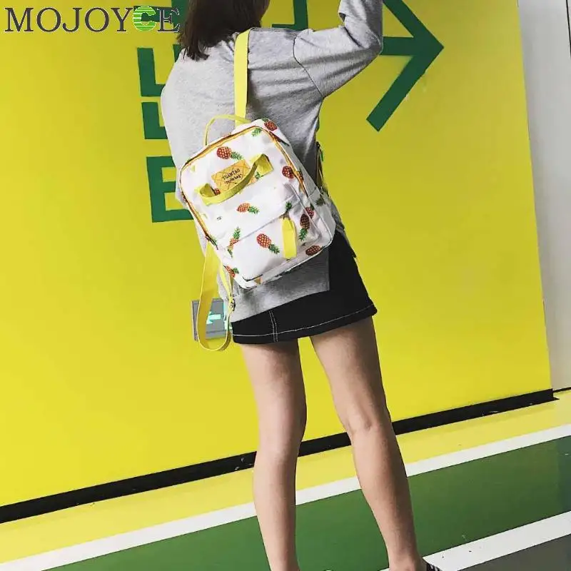 Piña impresión Mochila adolescentes Mochila mujeres viajan bolso estudiantes de moda Mochila Feminina Piña impresión Mochila adolescentes Mochila mujeres viajan bolso estudiantes de moda Mochila Feminina