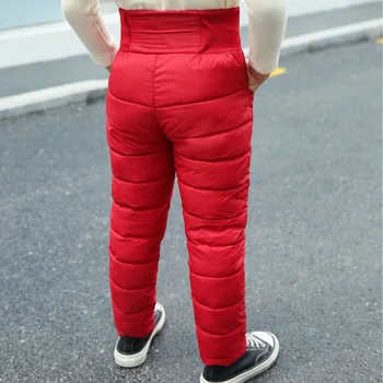 Child Girl Boy Winter Pants Cotton Padded Thick Warm Trousers Waterproof Ski Pants 10 12 Year Elastic High Waisted Baby Kid Pant 6