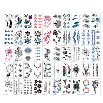 

30/60PCS Sheet Temporary Tattoo Stickers Metallic Tattoo Gold Silver Flash Tattoos Inspired Freeshipping 20p101