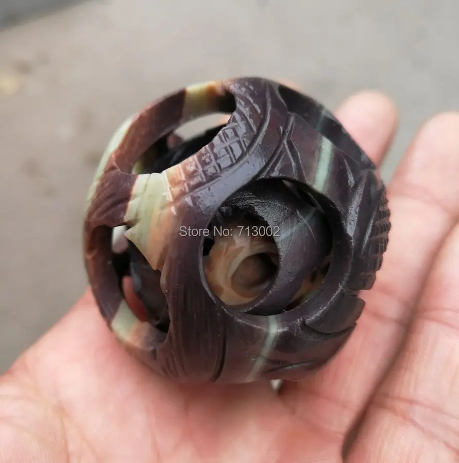 

Real purple jade colour Carving Dragon Ball 3 layer discrete Puzzle Ball mystical Sphere 2.1inches