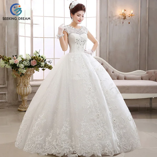 2017 Y Ball Gown Dress Lace Ivory White Wedding Dresses 2017 Y Ball Gown Dress Lace Ivory White Wedding Dresses Elegant Bride Princess Crystal Beading