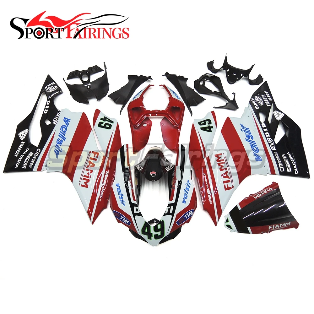 Выполните Обтекатели для поездок на мотоцикле Ducati 899 1199 12 13 2012 2013 ABS Пластик мотоцикл обтекатель комплект обтекатель для корпуса красный, белый carenes