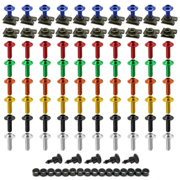 

70x 6mm Universal Motorcycle Fairing Body Bolts Scooter Nuts Bolts Spire Speed Fastener Clips Screw Spring Bolts Nuts