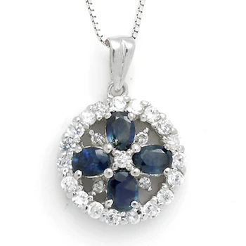 

Collares Qi Xuan_Dark Blue Stone Flower Pendant Necklace_Real Necklace_Quality Guaranteed_Manufacturer Directly Sales