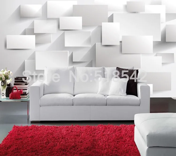 Пользовательские настенная современной 3D стереоскопического большой росписи стены Бумага Коробка куб стены Бумага Гостиная диван Спальня стены Бумага фрески 3D