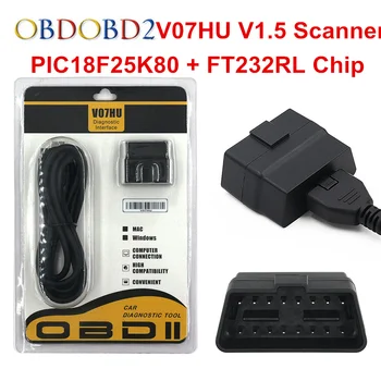

Great Offer V07HU USB Car Diagnostic Tool ELM327 V1.5 PIC18F25K80 + RT232RL OBDII OBD 2 Code Reader With RS232 USB Connection
