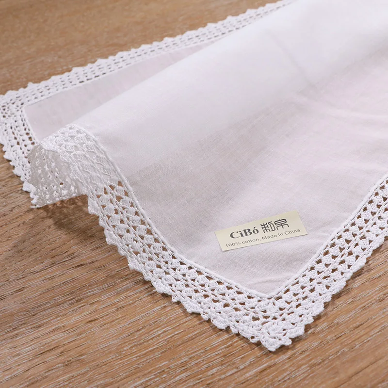  S001: 100% cotton hand crochet lace blank handkerchief/hankie for women/ladies wedding gift