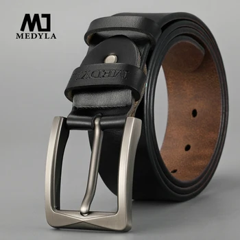 

MEDYLA men high quality genuine leather belt luxury designer belts men cowskin fashion Strap male Jeans for man cowboy belt