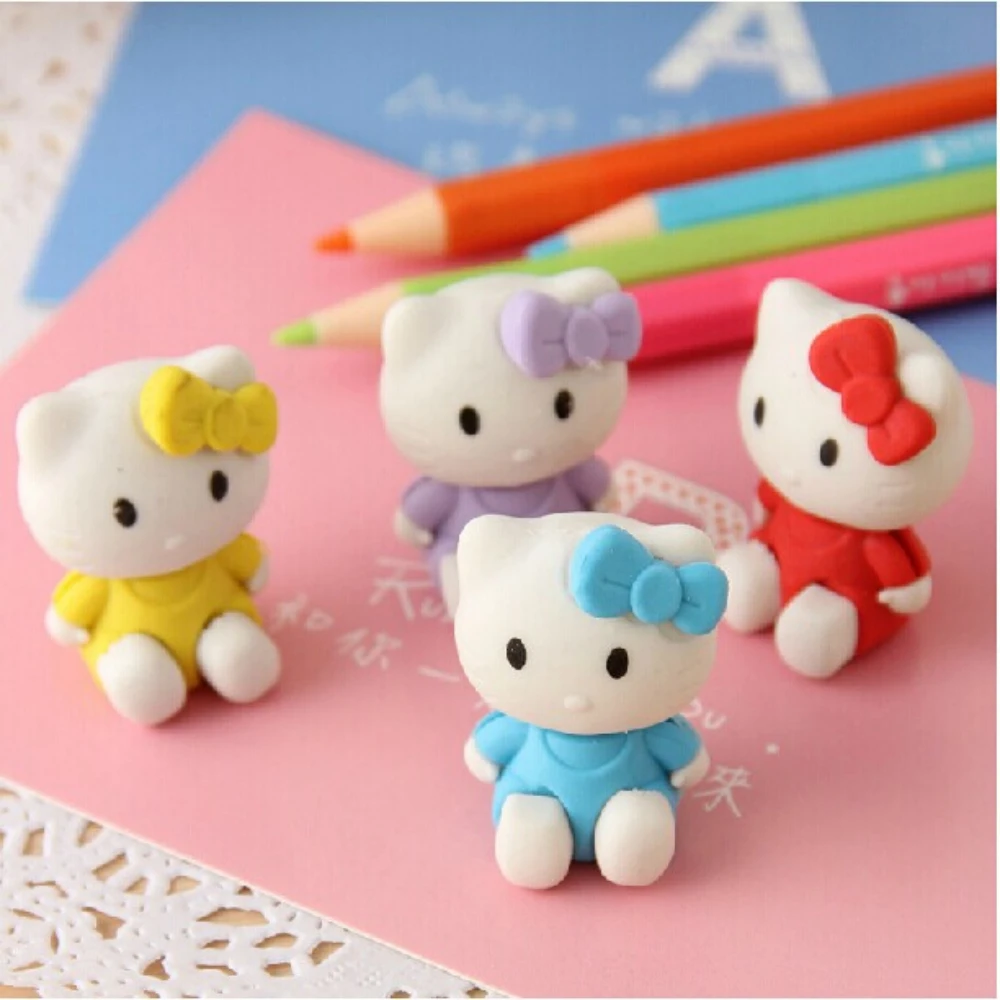 1X Kawaii Hello мультяшный Кот в форме ластика резиновый ластик призы для учеников