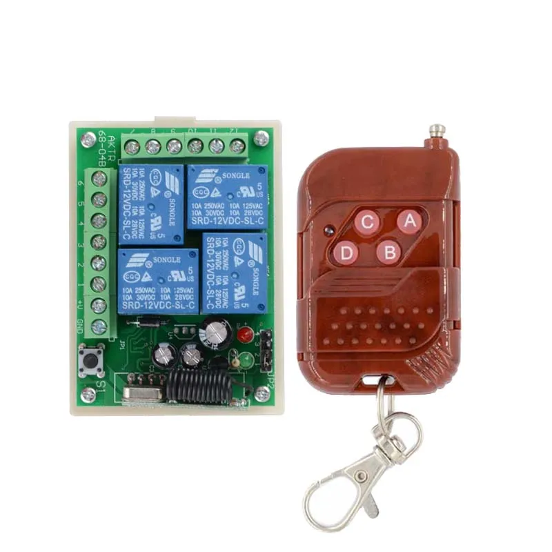 

DC 12V 4 CH Relay 10A RF Wireless Remote Control Switch System Receiver Transmitter & Wireless Lighting Switch For Smart Home