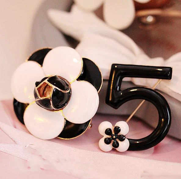 Женская брошка с 5 цифрами Camellia CC модная фианитами для воротника|brooches for women|brand