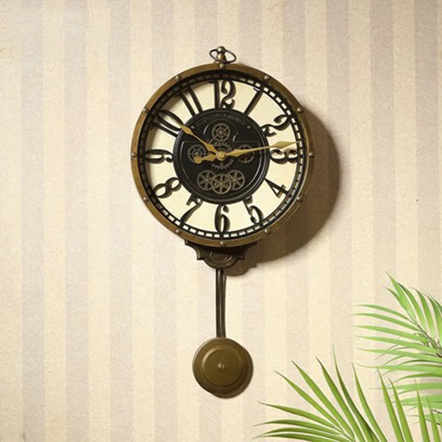 

Large Creative Metal Wall Clock Modern Design Home Decor Vintage Nordic Kitchen Pendulum Clock Klok Wall Clocks luxury WBY018