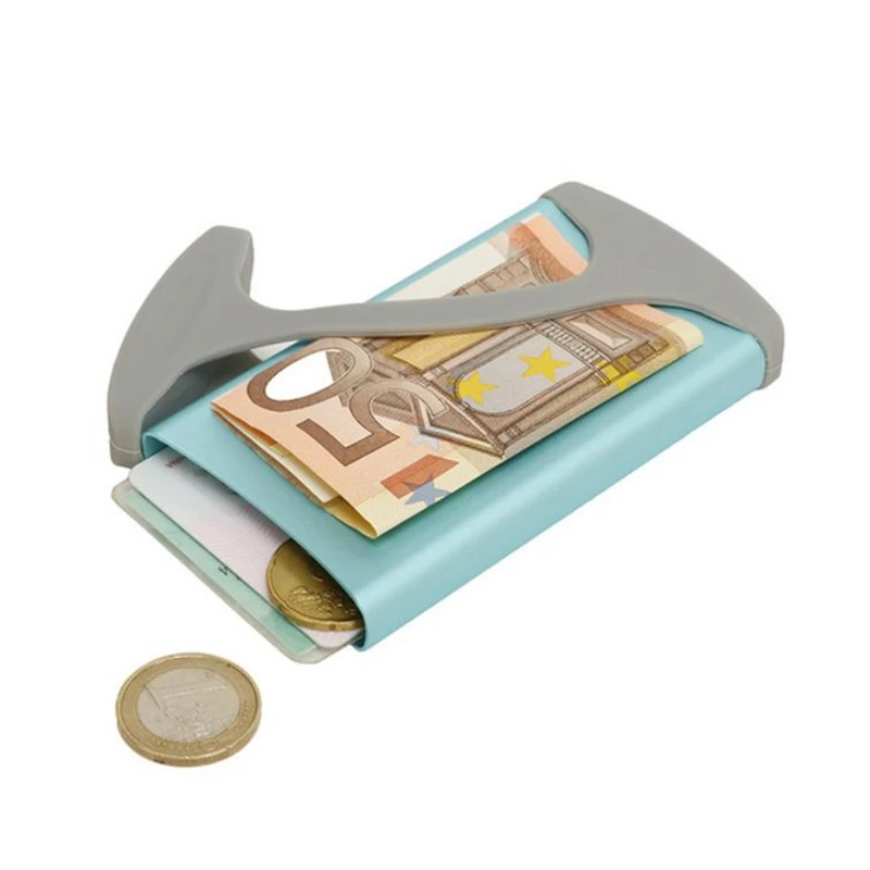 

2019 Aluminum Alloy RFID Business ID Card Holders Storage Organizer Purse Mini Metal Wallet Women Men Hug Cards and Key Wallets