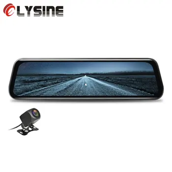 

Olysine 10'' IPS Touch Dashcam Full HD 1080P Car DVR Stream Media Rearview Mirror Recorder Dash Cam Dual Lens Video Registrator