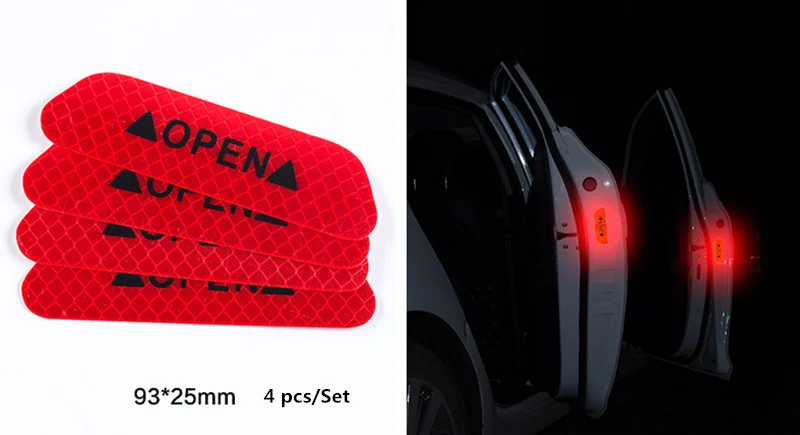 4 шт. безопасности двери автомобиля анти-столкновения предупреждающий, светоотражающий наклейки ОТКРЫТЫЕ наклейки для Suzuki SX4 SWIFT Alto Grand Vitara Jimn