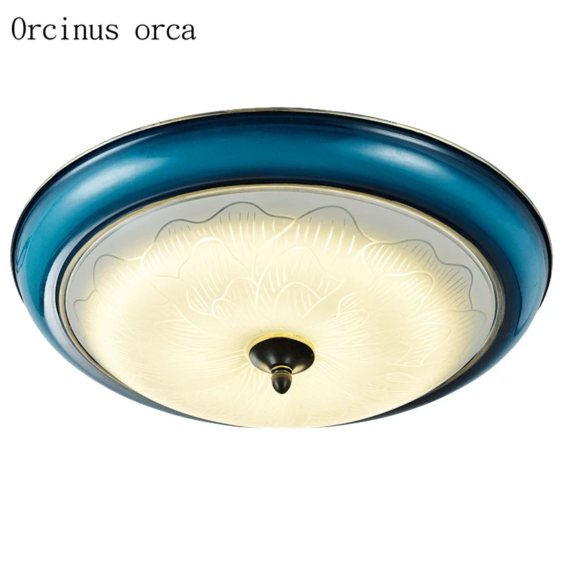 American luxury blue glass ceiling lamp living room corridor bedroom ...