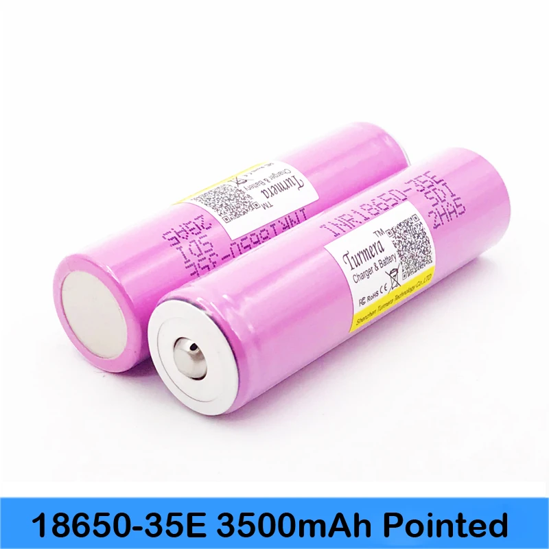 

inr18650 35e Turmera For samsung 18650 3500mAh 13A discharge INR18650 35E pointed 18650 battery Li-ion 3.7v rechargable Battery