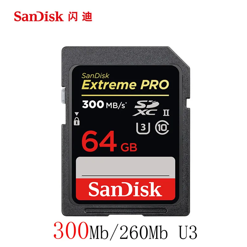 SanDisk 300MBS Memory Card for Camera 128GB 64GB 32GB SD Card U3 Flash Card for Camera Flash Card PC SDXC 2000X High Speed