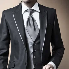 Черный тонкий мужской свадебный костюм s мужской жених и его стюардессы, свадебный костюм(пиджак+ брюки+ жилет+ галстук
