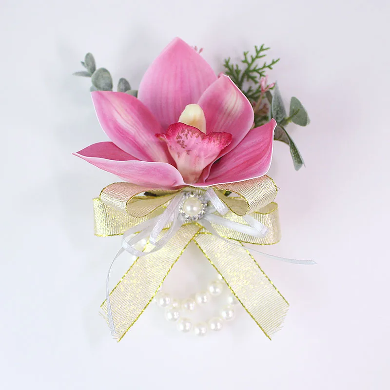 Silk orchid flowers wedding bracelets for bridesmaids  (1)