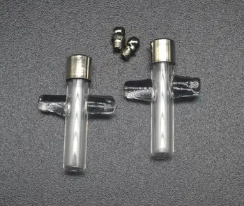 

10pieces/lot SCREW CAP 36.5*20.5*6mm cross glass vial pendant wish bottle perfume bottle essential oil bottle name or rice art