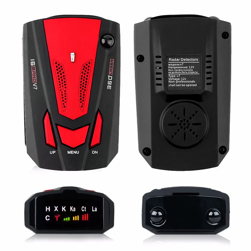 

New 360 Degree Warning LED Display Auto 16 Band GPS Car Radar Detector for Car V7 X K NK Ku Ka Laser VG-2 Speed Voice Alert