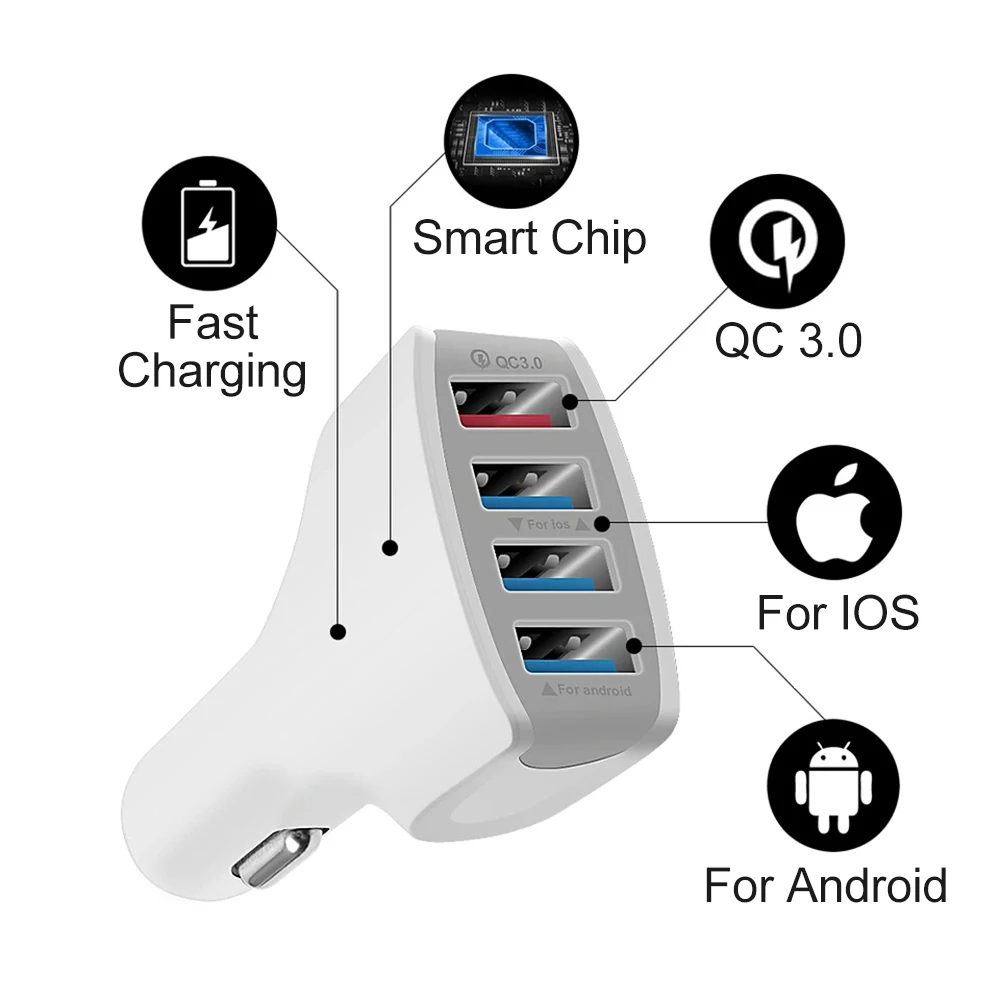 Универсальный 4 USB порта Быстрая быстрая зарядка Быстрая зарядка QC 3,0 Для Xiaomi samsung iPhone