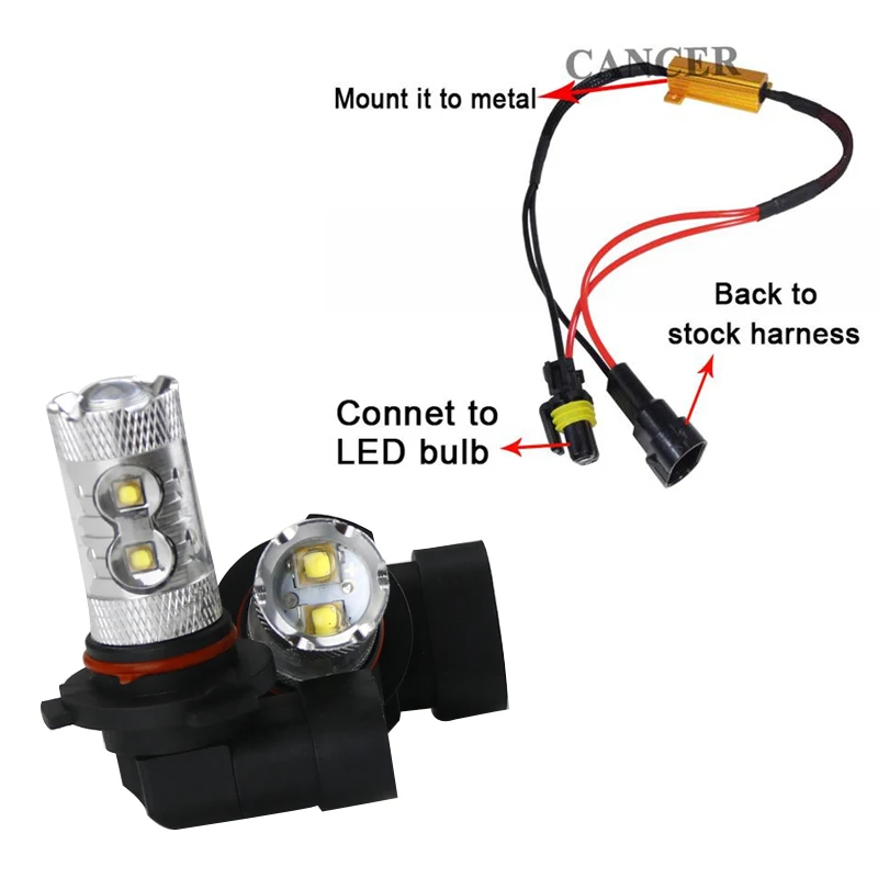 2 x HB4 9006 50w Cree LED Super Bright Fog Light Bulbs + Resistors For