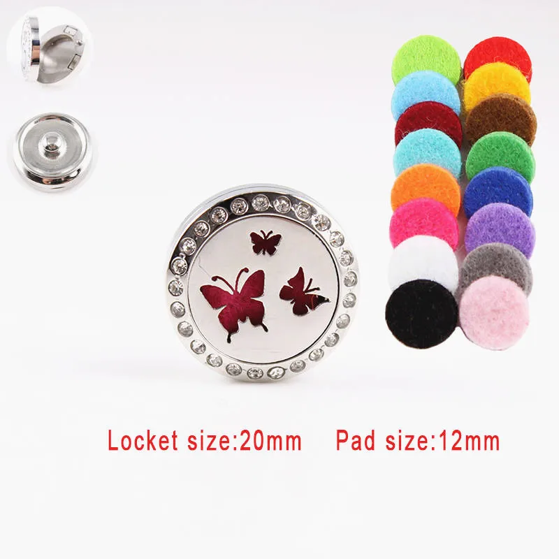 

20MM Butterfly Snap Buttons Stainless Steel Essential Oil Diffuser Aroma Snap button Fit 18mm Snap Bracelet Earrings DIY Jewelry
