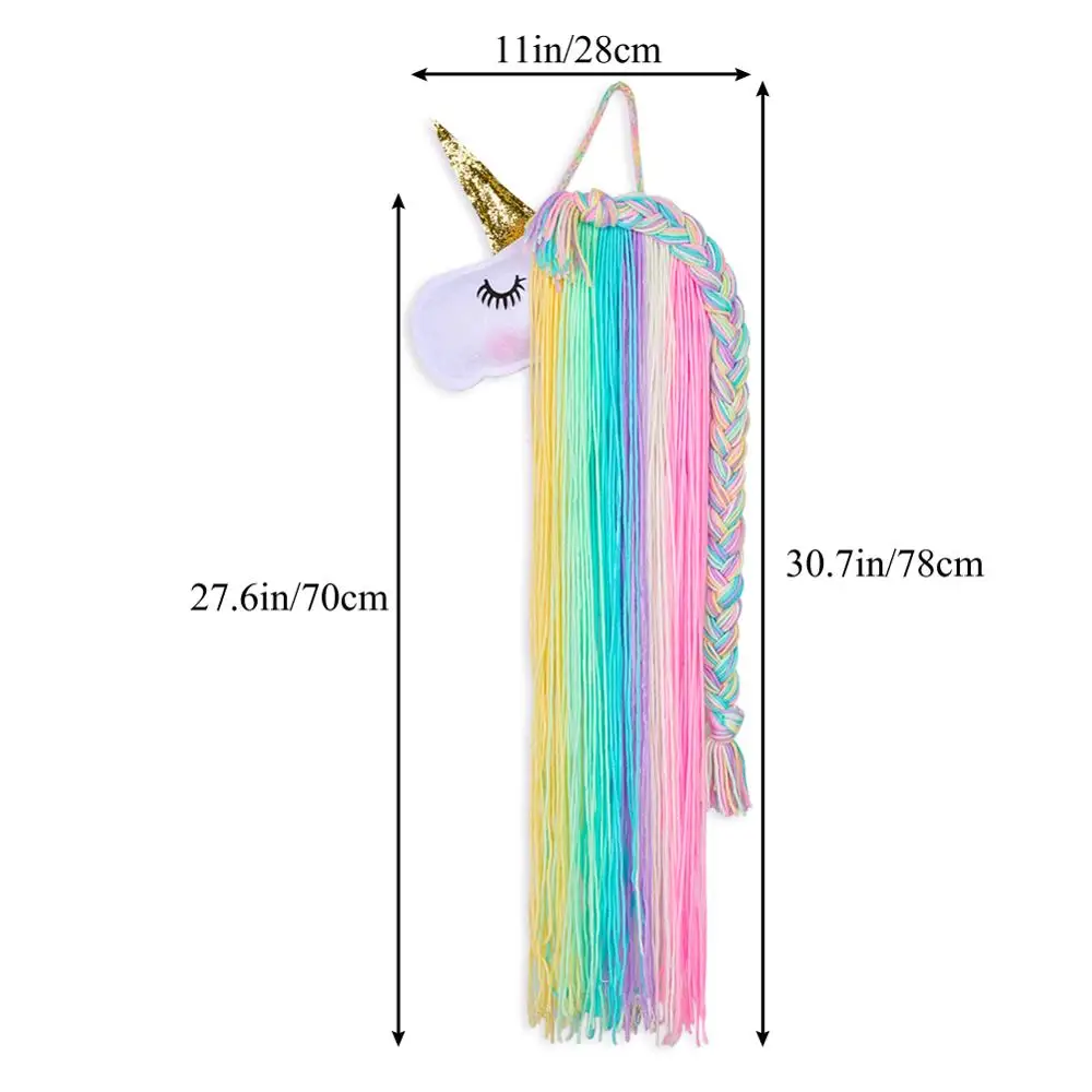 Fioday New Unicorn Hanging Storage Belt for Girls Hair Clips Barrette Hairband Organizer Strip Hold