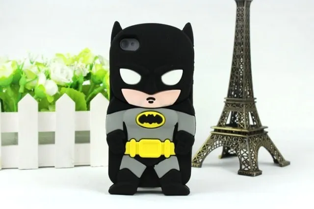 1 шт. милый 3D мультфильм Бэтмен мягкий силиконовый чехол для iPhone 4 и 4S 5 5S Капа силиконовый чехол для сотового телефона