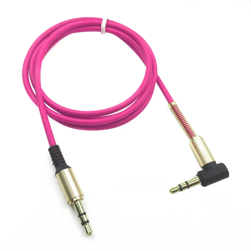 1pc 3.5mm Jack Audio Cable 3.5 Male to Male Right Angle Car Aux Auxiliary Audio Cable Cord Supports Phone PC 8Colors Mayitr