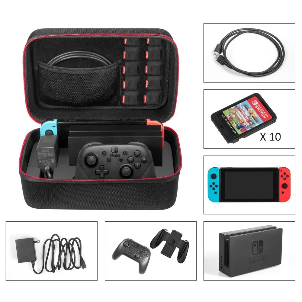 Hard Travel EVA Case for Nintend Switch Large Protective Carrying Portable Pouch Bag Black for Nintend Switch 