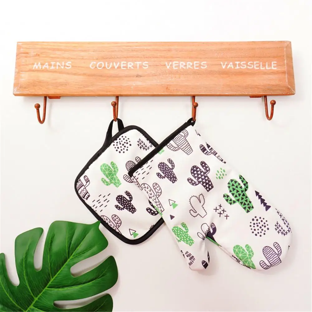 1 Pair Cute Cotton Fashion Cactus Flamingo Kitchen Pad Cooking microwave baking BBQ oven potholders oven mitts kitchen gloves 30