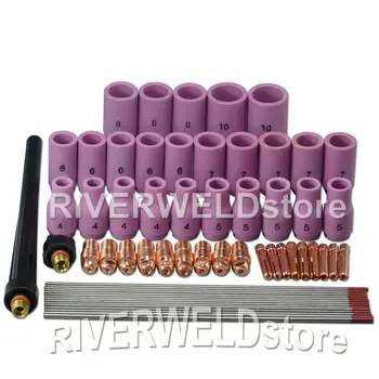 

TIG KIT Nozzle Collets Bodies Tungsten Consumables Fit TIG Torch WP SR PDA DB 9 20 25, 60pcs