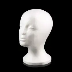 1 шт. белый Для женщин женский стирофомовый манекен, голова манекена модель поролоновой губки парик очки Дисплей прочная белая пена манекен