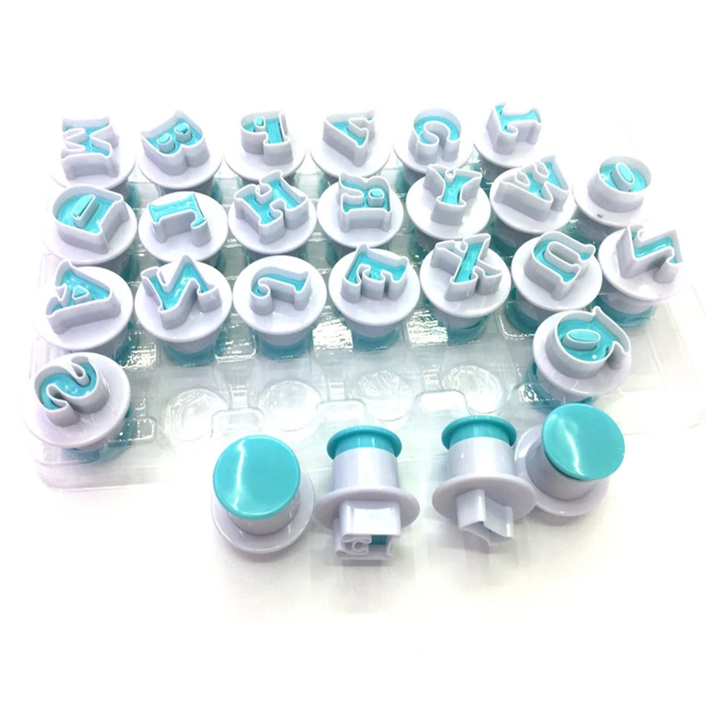 

DIY Baking Cookie Cutter 26pcs Upper&Lowercase Alphabet and 10pcs Number Cookie Cutters Cookie Molds Plastic Biscuits Cutters