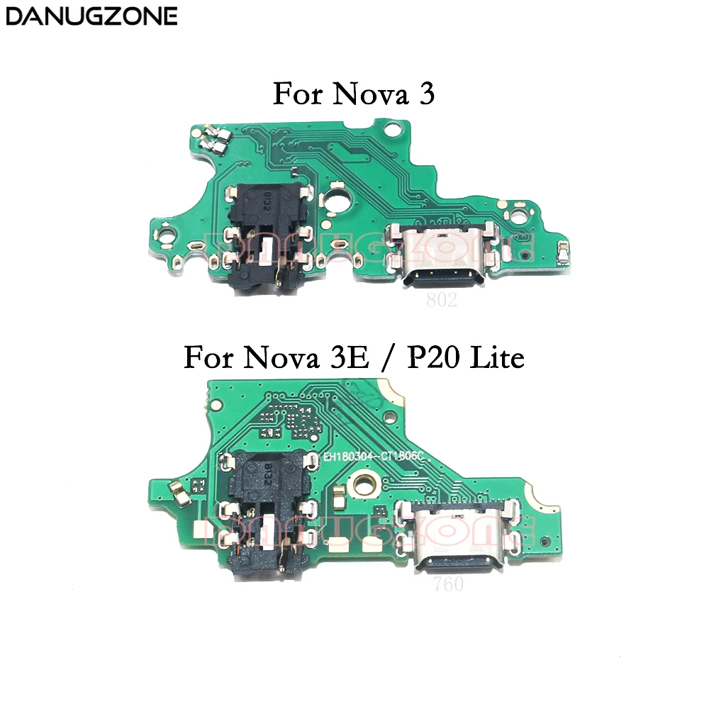 

USB Charging Port Dock Plug Connector Charge Board Headphone Audio Jack Flex Cable With Microphone For Huawei Nova 3 3E/P20 Lite