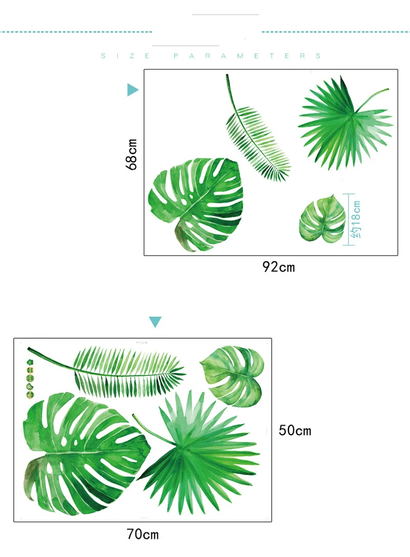 DIY Пальмовые Листья тропические листья рафии настенные наклейки виниловая настенная живопись для детской комнаты наклейки на стены домашний Декор Гостиная