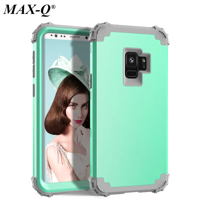 MAX-Q For Samsung Galaxy S9 Plus Cover Armor Shockproof Phone Bags 3-Layers Hybrid Full-Body case for s9+ |