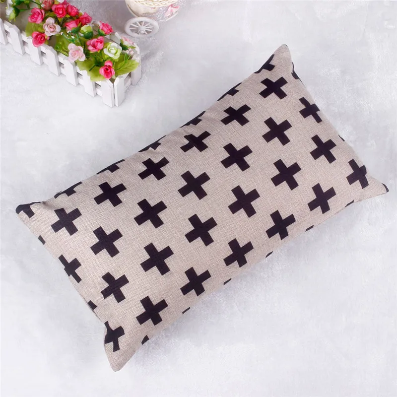 

Quality Long shape pillow case cover simple cross cushion pillowslip cover vintage retro cotton rectangle on sale