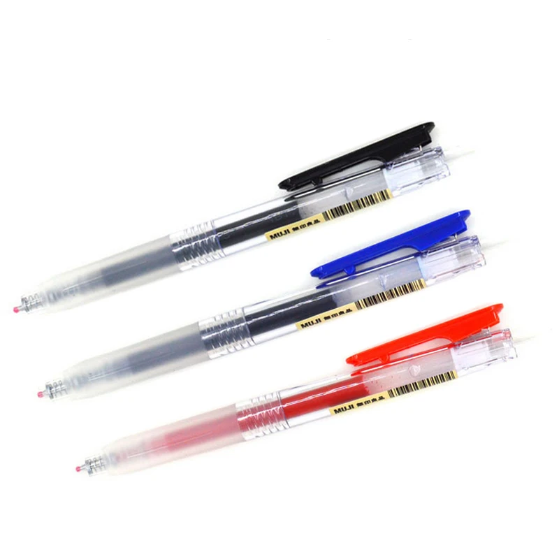 

3 Pieces MUJI Gel Pens Press Writing Clear Color Ball Pen Set Black Blue Red Smooth Ink Office School Stationary Exam Special
