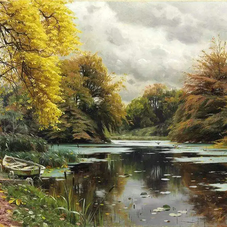 Drill-Diamond-Paintings-Cross-Stitch-Diamond-Embroidery-Autumn-scenery-lake-ship-tree-Mosaic-Decoration-For