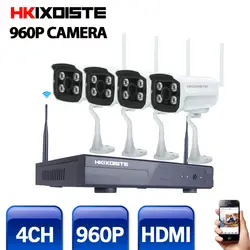 4CH ИК HD домашней безопасности Wi-Fi Беспроводной IP Камера Системы 960 P комплект видеонаблюдения Открытый Wi-Fi Камера s-Video NVR комплект