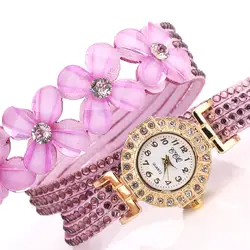 Новинка 2019 года; Лидер продаж; женские часы с цветами в Женеву; красивые модные стильные кварцевые часы-браслет; женские часы со стразами;