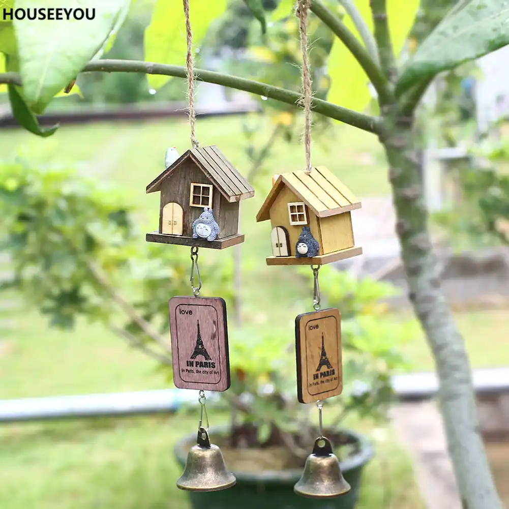 Anese Totoro Wind Chime Wooden House Landscape Garden Outdoor Wooden House Landscape Garden Outdoor
