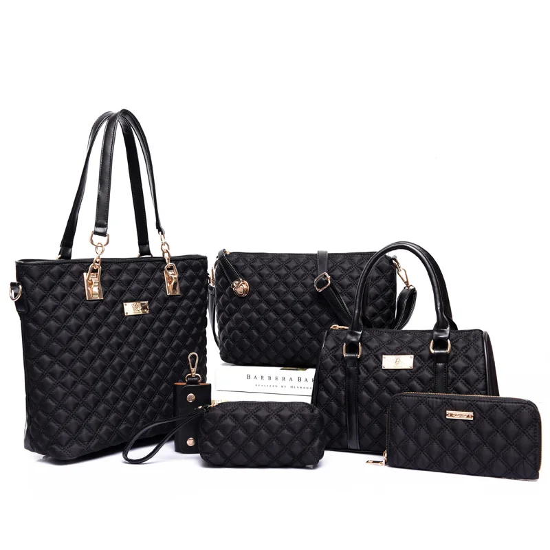 YOUNNE дамы 6 шт. набор композитная сумка для женщин Tote сумки на плечо вечерняя сумочка с клапаном модная повседневная сумка-клатч сумка-мессенджер - Color: black