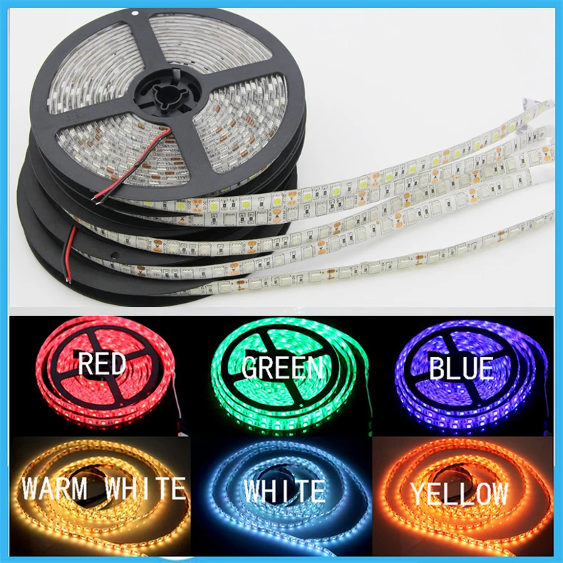 

5m 150LEDs 5050 SMD Flexible RGB LED Strip SMD 30LED/M Waterproof strip for party color changing 44 Keys IR remote controller