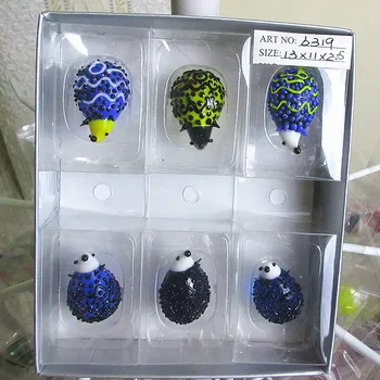 

Custom hand made Murano glass hedgehog figurines fairy garden decoration Home Furnishing Cute small glass cartoon animal statues